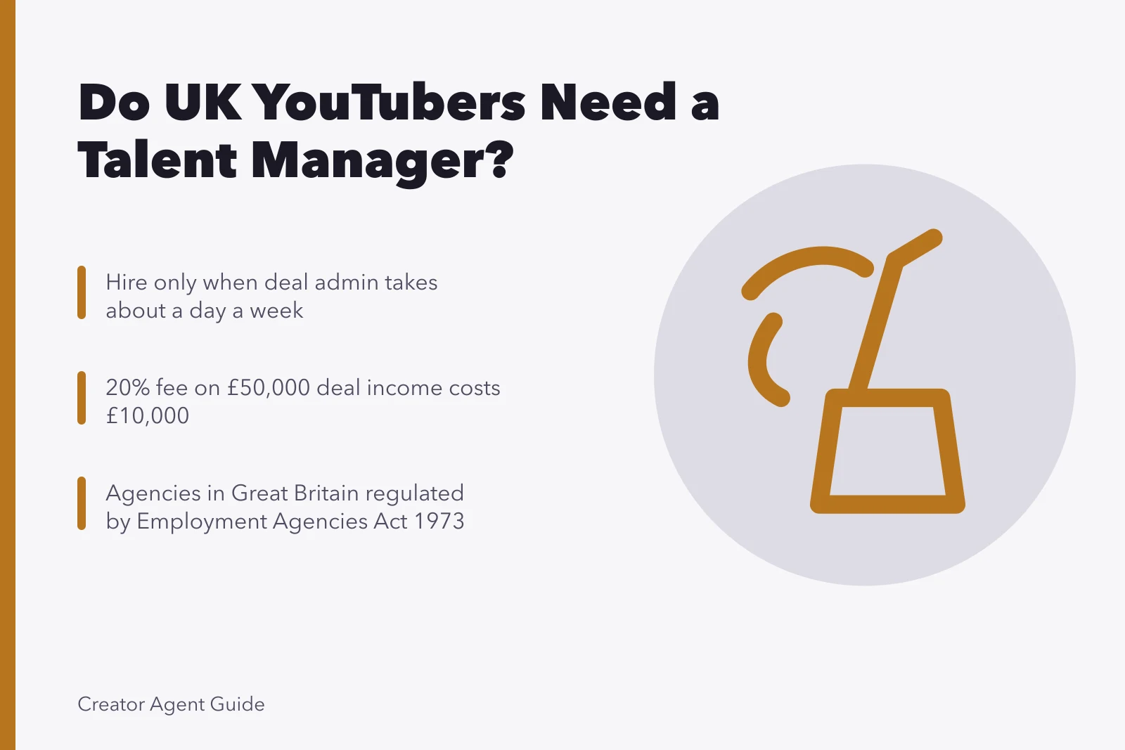 Card on whether UK YouTubers need talent managers and their commission costs